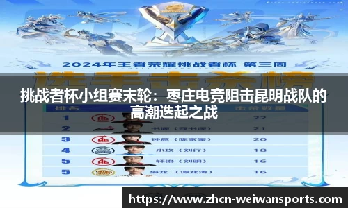 挑战者杯小组赛末轮：枣庄电竞阻击昆明战队的高潮迭起之战